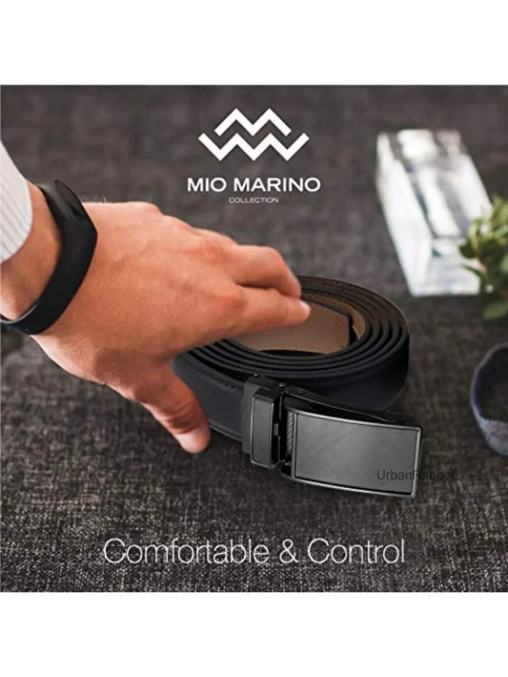 Men's Ratchet Leather Dress Belt Adjustable 38 Positions